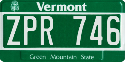 VT license plate ZPR746