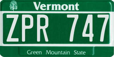 VT license plate ZPR747