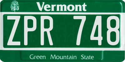 VT license plate ZPR748