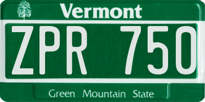 VT license plate ZPR750