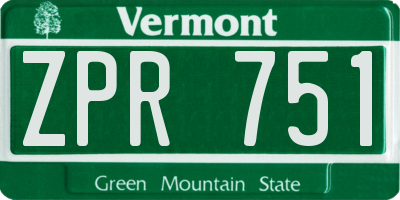 VT license plate ZPR751
