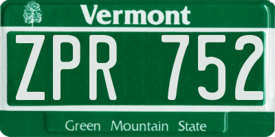 VT license plate ZPR752