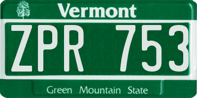 VT license plate ZPR753