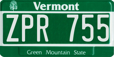 VT license plate ZPR755