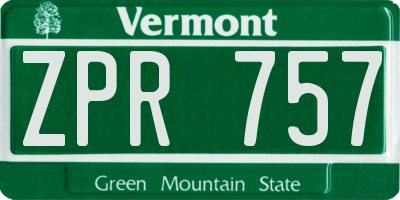 VT license plate ZPR757