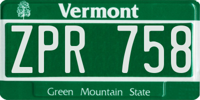 VT license plate ZPR758