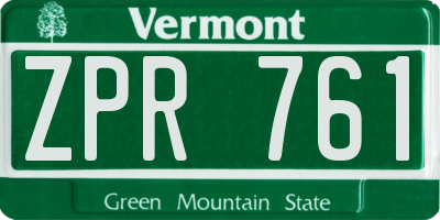 VT license plate ZPR761