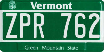 VT license plate ZPR762