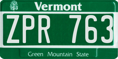 VT license plate ZPR763