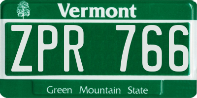 VT license plate ZPR766
