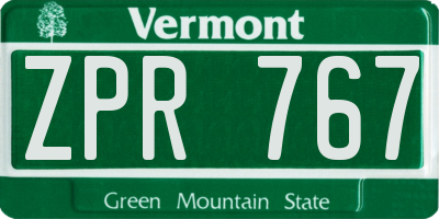 VT license plate ZPR767