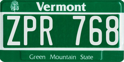 VT license plate ZPR768