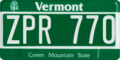 VT license plate ZPR770