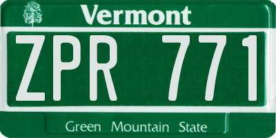 VT license plate ZPR771
