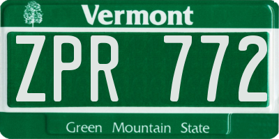 VT license plate ZPR772