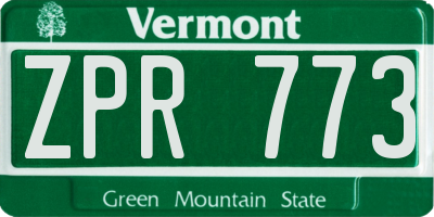 VT license plate ZPR773
