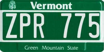 VT license plate ZPR775