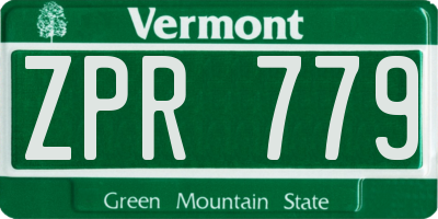 VT license plate ZPR779