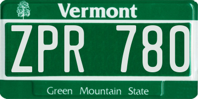 VT license plate ZPR780