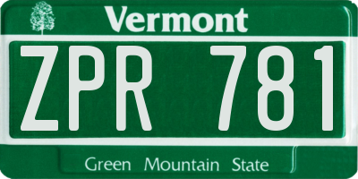 VT license plate ZPR781