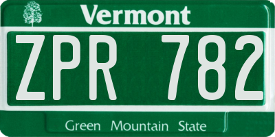 VT license plate ZPR782
