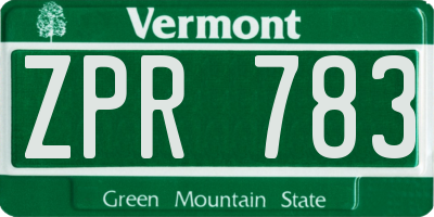 VT license plate ZPR783