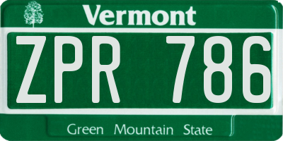 VT license plate ZPR786