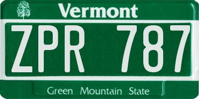 VT license plate ZPR787