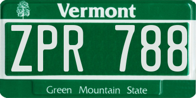 VT license plate ZPR788