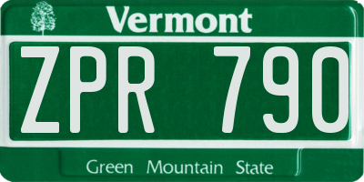VT license plate ZPR790