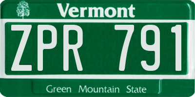 VT license plate ZPR791