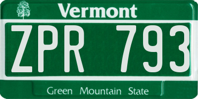 VT license plate ZPR793