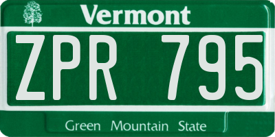 VT license plate ZPR795