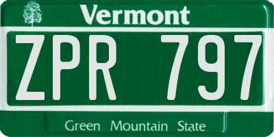 VT license plate ZPR797