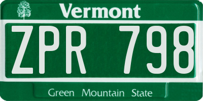 VT license plate ZPR798