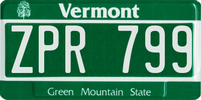 VT license plate ZPR799