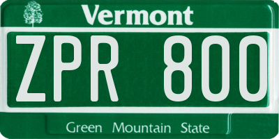 VT license plate ZPR800
