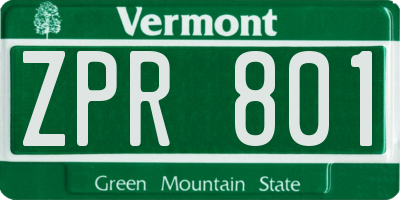 VT license plate ZPR801