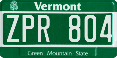 VT license plate ZPR804