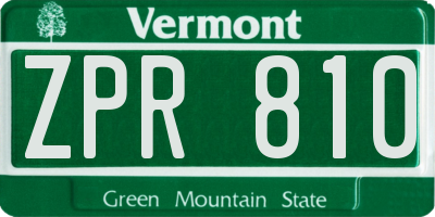 VT license plate ZPR810