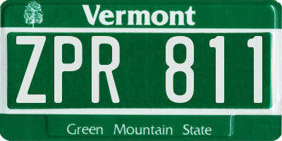 VT license plate ZPR811