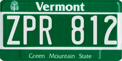 VT license plate ZPR812