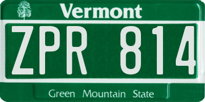 VT license plate ZPR814