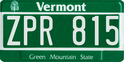 VT license plate ZPR815