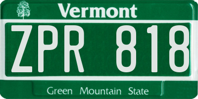 VT license plate ZPR818