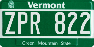 VT license plate ZPR822