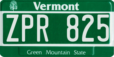 VT license plate ZPR825