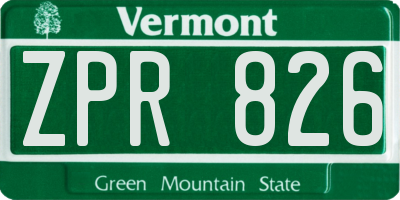 VT license plate ZPR826