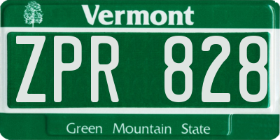 VT license plate ZPR828