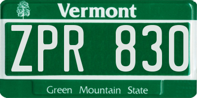 VT license plate ZPR830